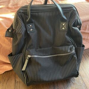 Black Pinstripe Men's Backpack Tote